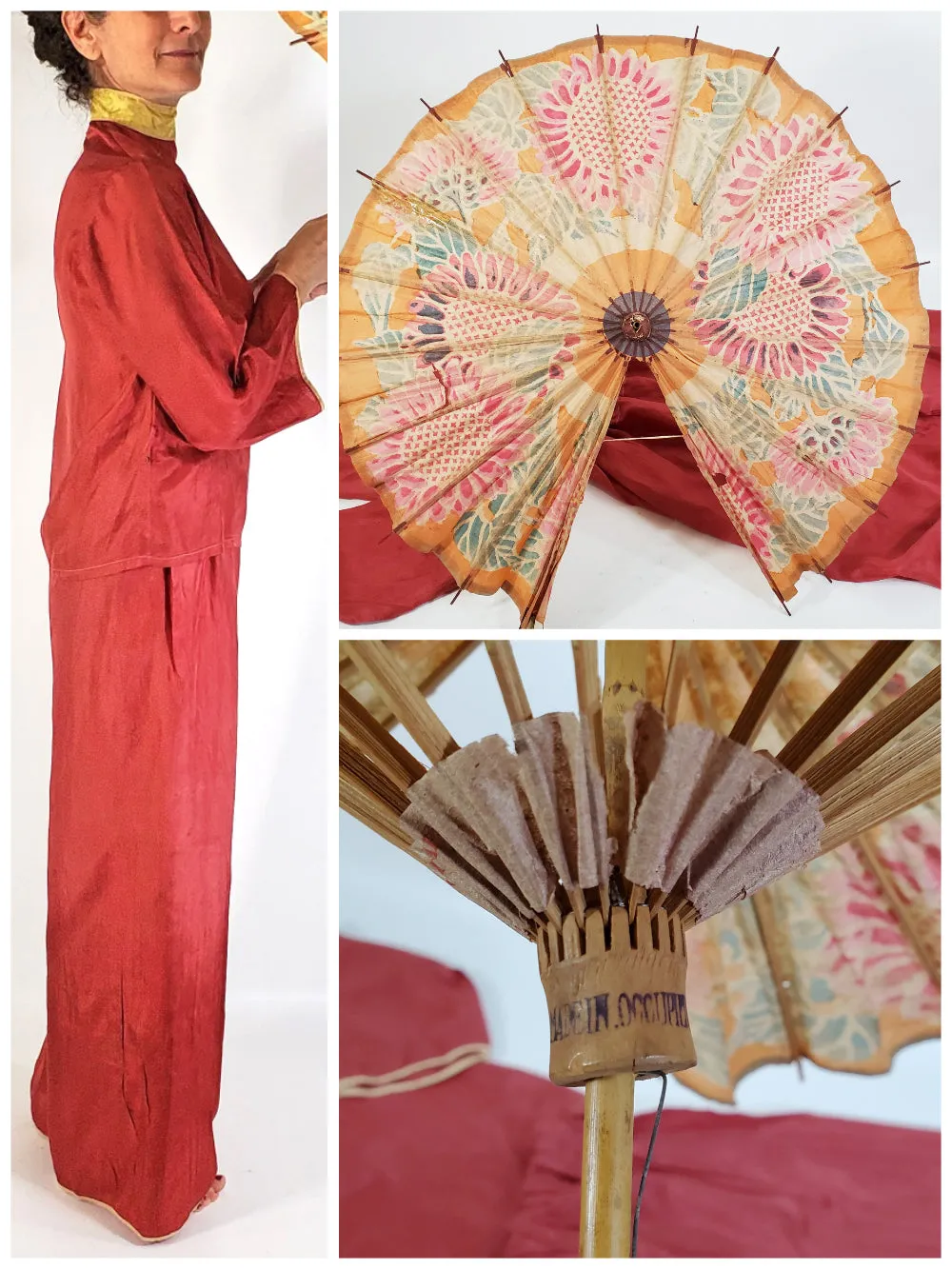 40s Occupied Japan Loungewear and Parasol Set - sm