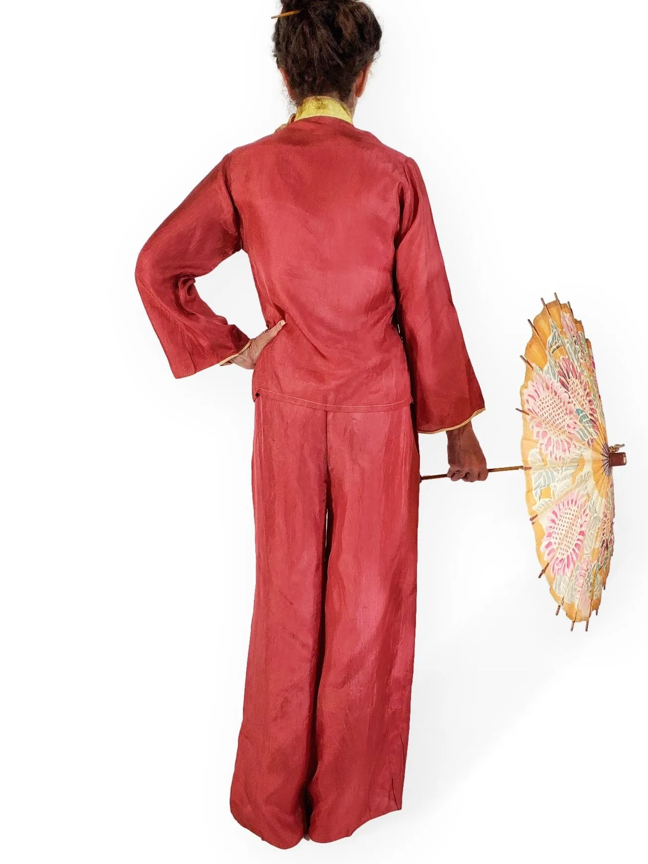 40s Occupied Japan Loungewear and Parasol Set - sm