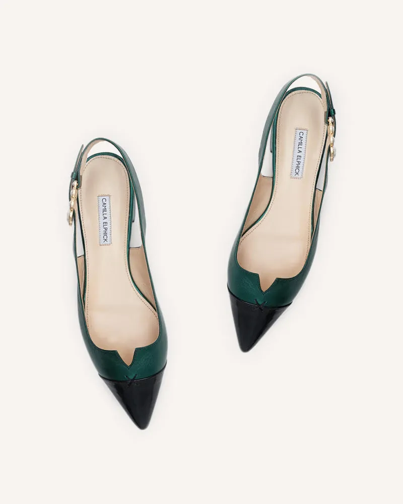 Alicia Emerald & Black Flats
