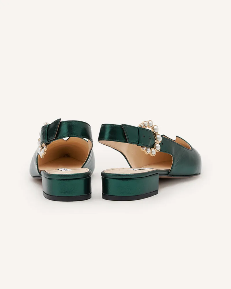 Alicia Emerald & Black Flats