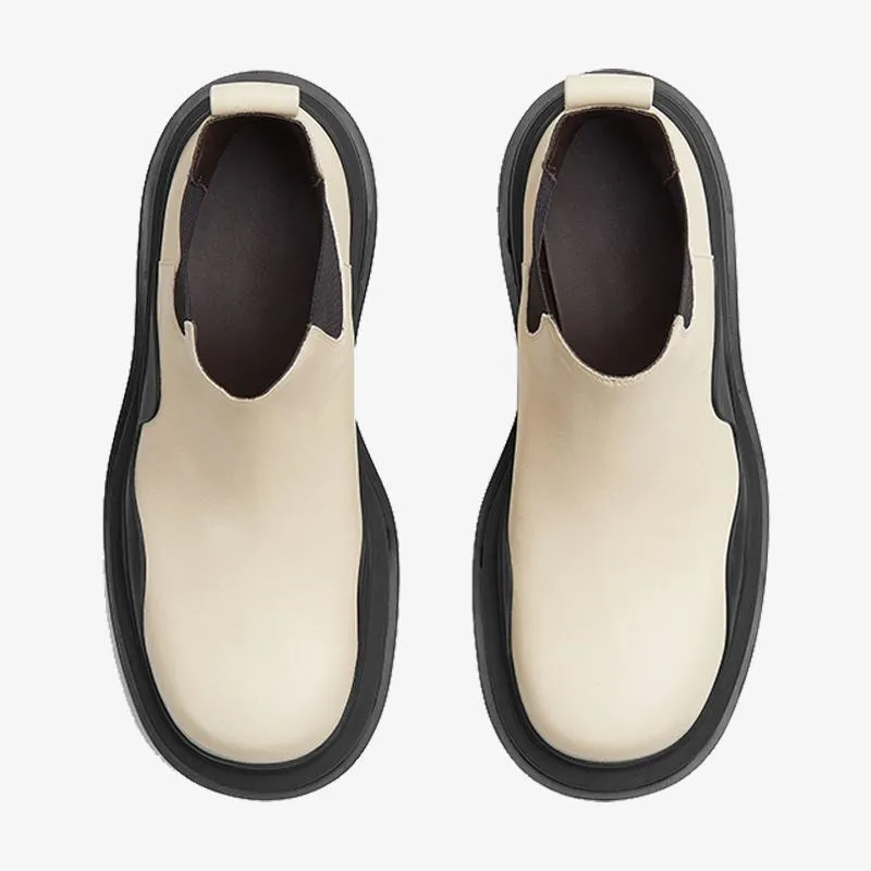 Black/White Cropped Chelsea Boots