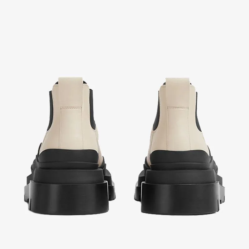 Black/White Cropped Chelsea Boots