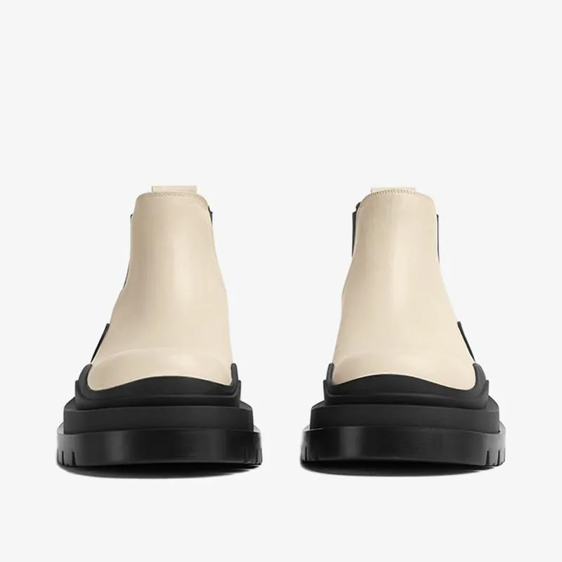 Black/White Cropped Chelsea Boots