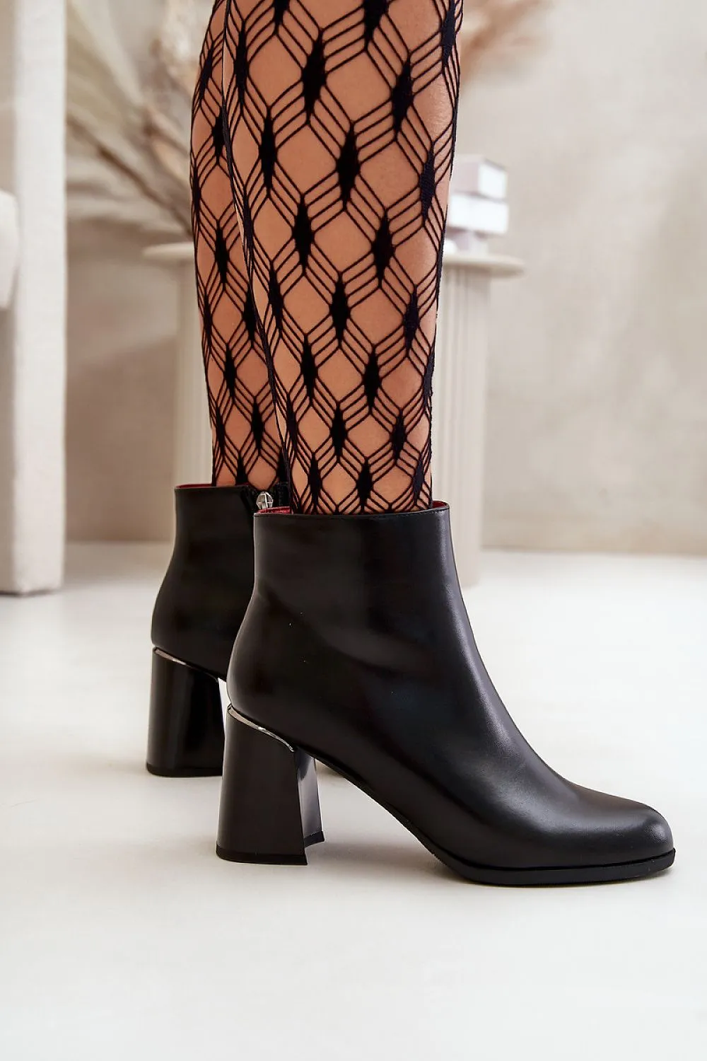 Block heel black ankle boots