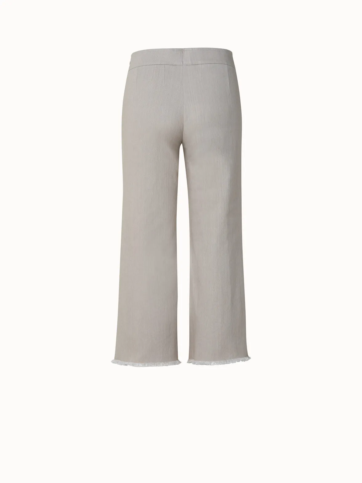 Cropped Denim Hose mit Fransen