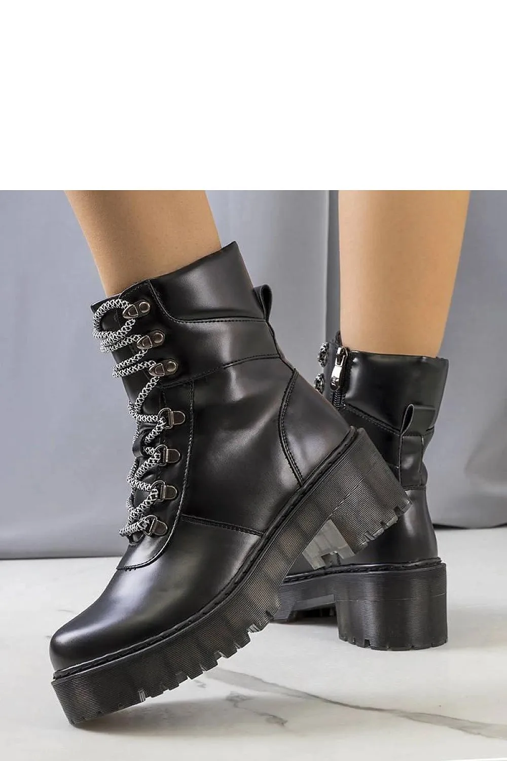 Decorative lacing ankle boots