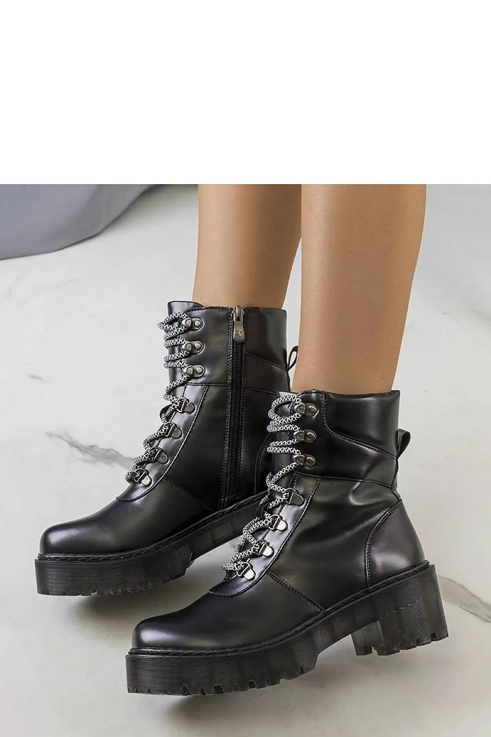 Decorative lacing ankle boots