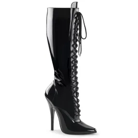 Devious Domina 2020 Womens 6 Inch Heel, Front Lace, Single Sole Knee Length Boots