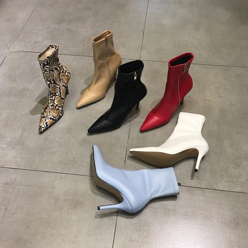 LUXE SEVEN DESIGN HEELED BOOTS WITH POINT TOE