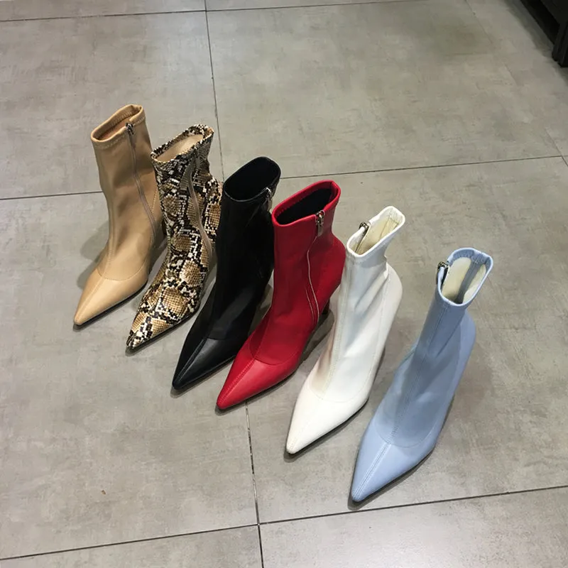 LUXE SEVEN DESIGN HEELED BOOTS WITH POINT TOE