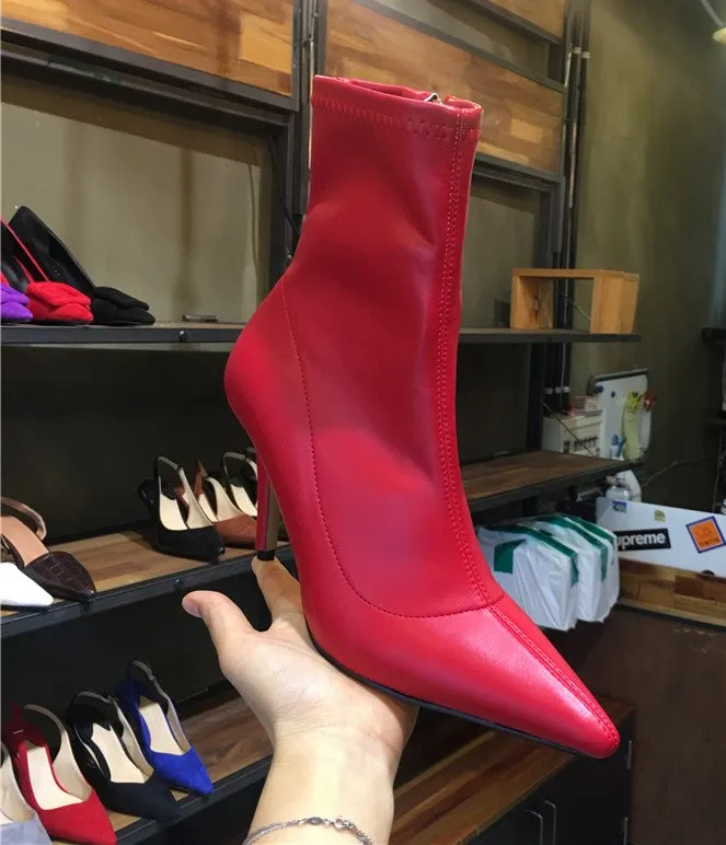 LUXE SEVEN DESIGN HEELED BOOTS WITH POINT TOE