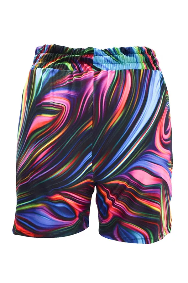Neon Swirl Jogger Shorts