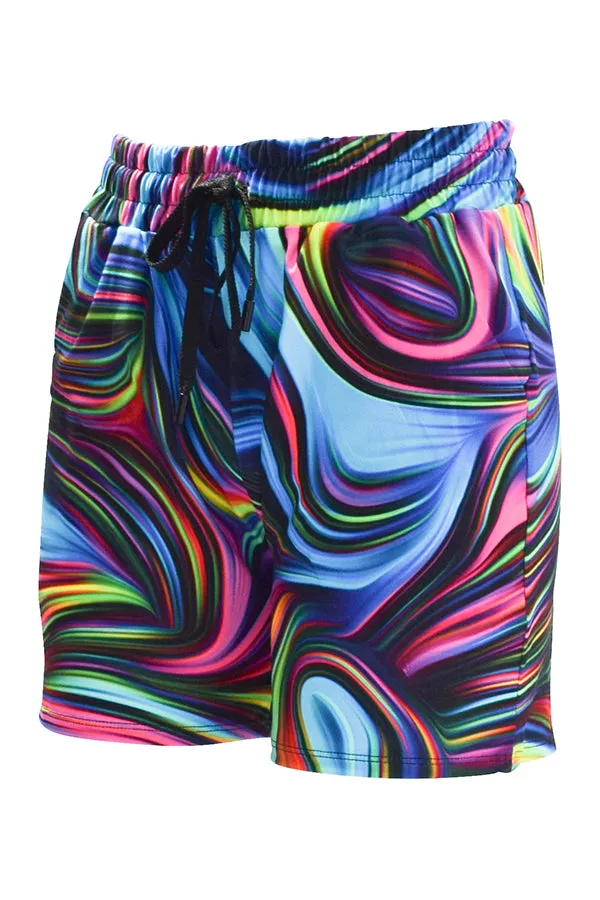 Neon Swirl Jogger Shorts