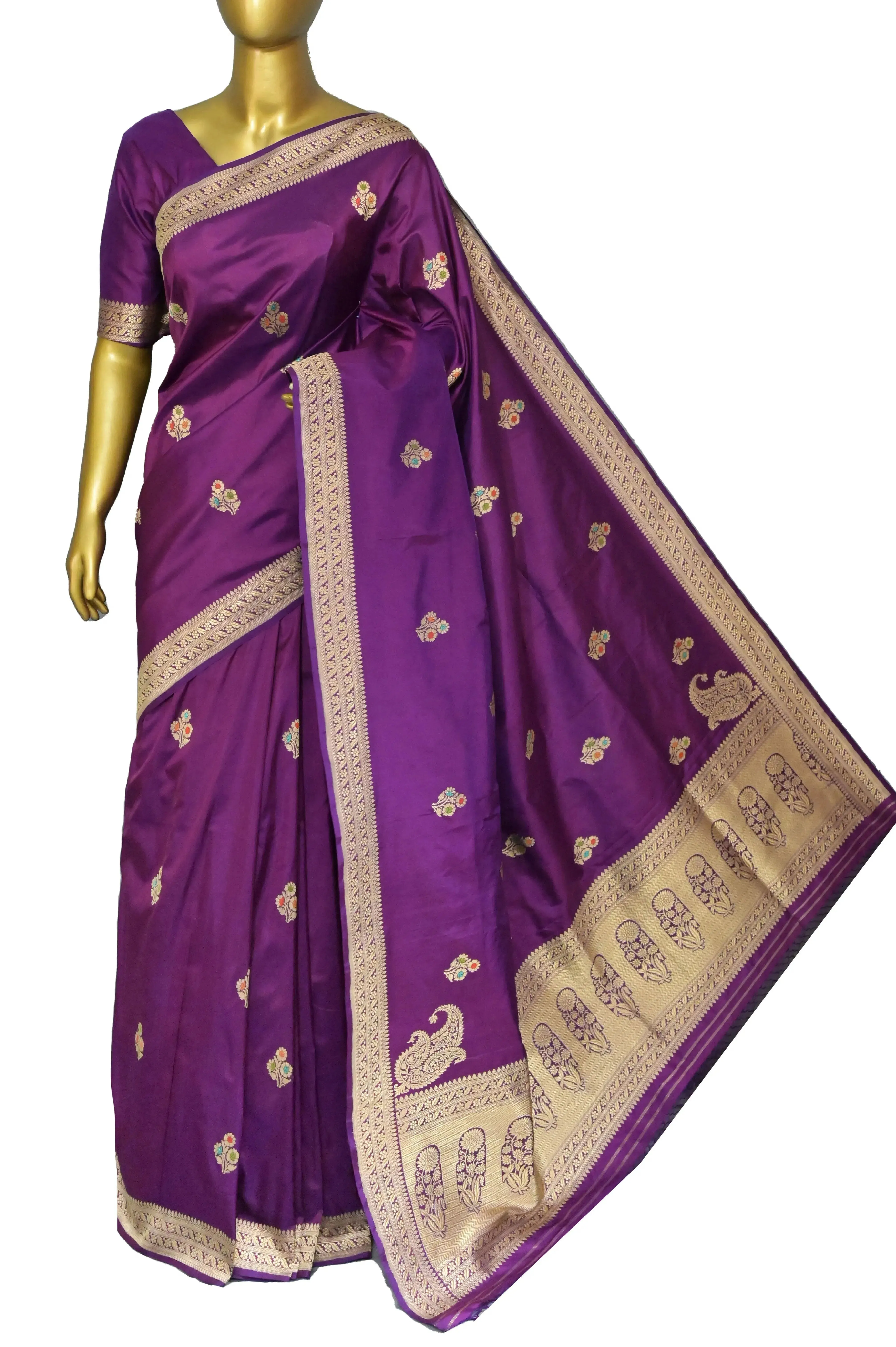 Purple Color Pure Katan Banarasi Saree with Butta Work