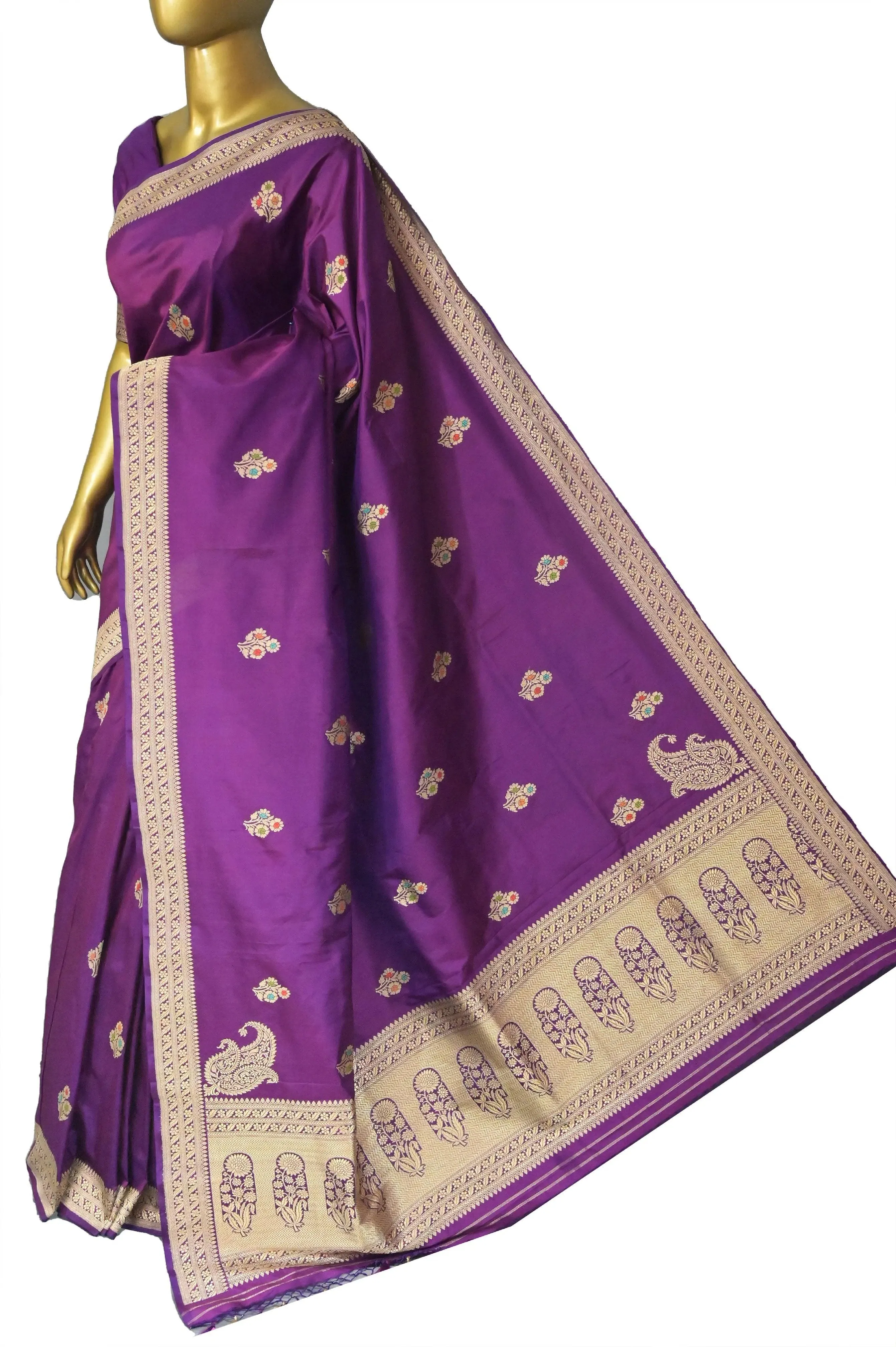 Purple Color Pure Katan Banarasi Saree with Butta Work