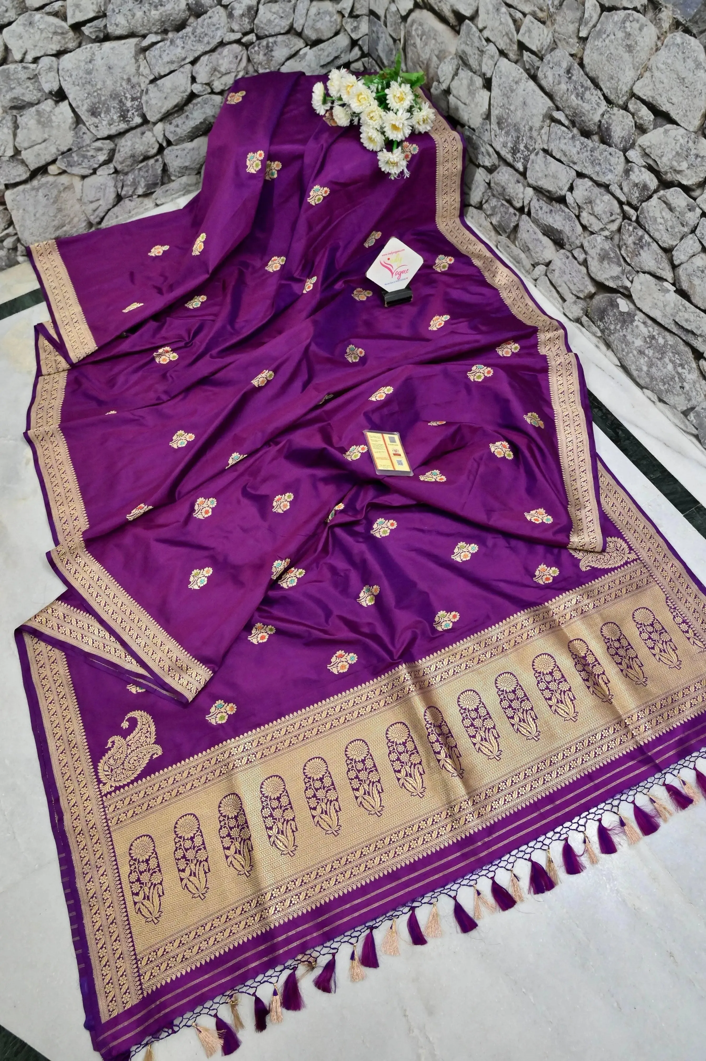 Purple Color Pure Katan Banarasi Saree with Butta Work