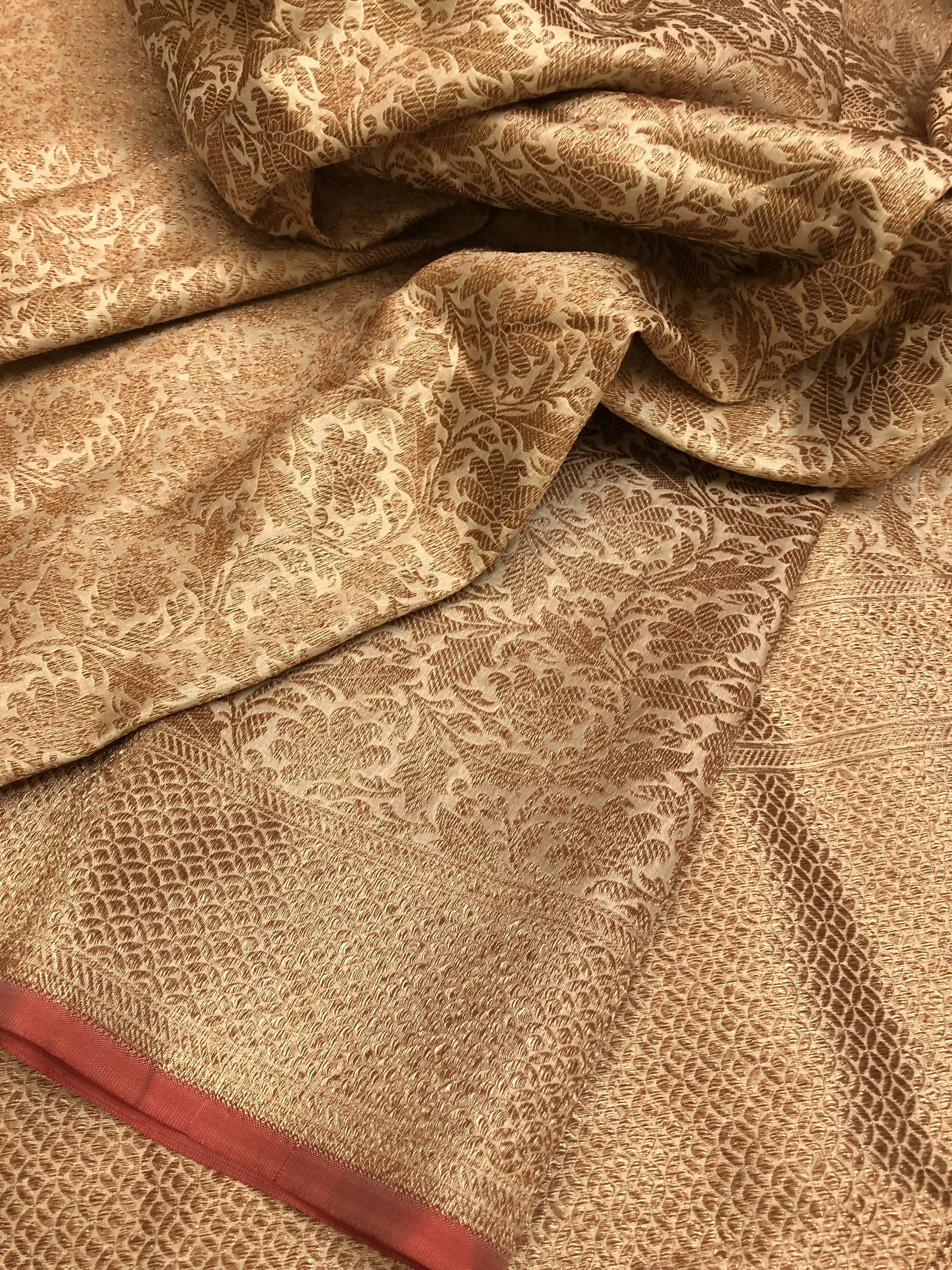 Sandalwood Color Pure Katan Banarasi Saree with Brocade Work