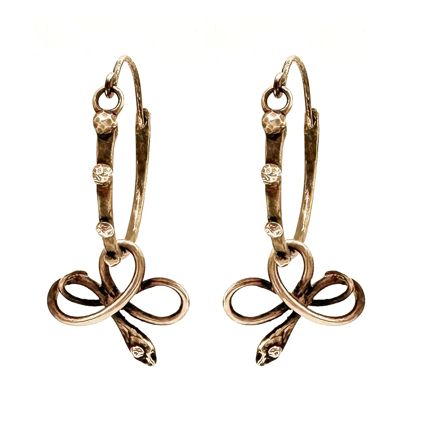 SERPENT RIVETED Midi Hoops - Bronze