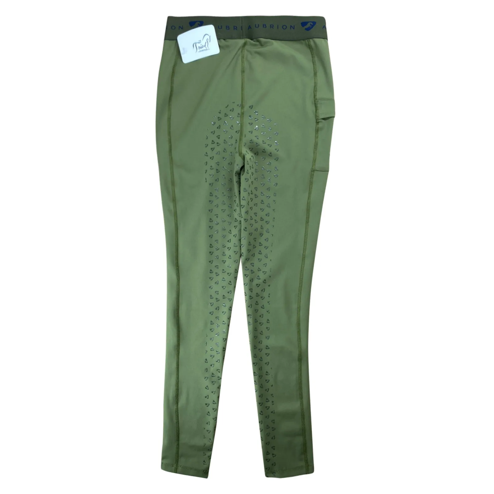 Shires Aubrion 'Dutton' Riding Tights in Olive - Children's 9-10