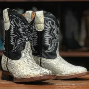 Tanner Mark Kid's Carunga Lizard Print Square Toe Boots - Temple