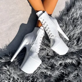 The Glitterati Ankle Boot - Snow Kween - 8 INCH