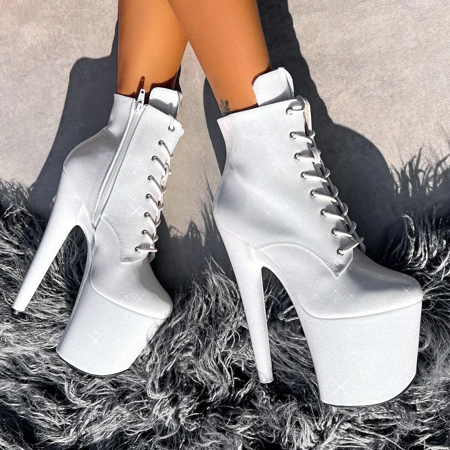 The Glitterati Ankle Boot - Snow Kween - 8 INCH