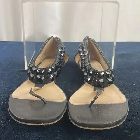 Valentino Black Beaded Ankle Strap Sandals