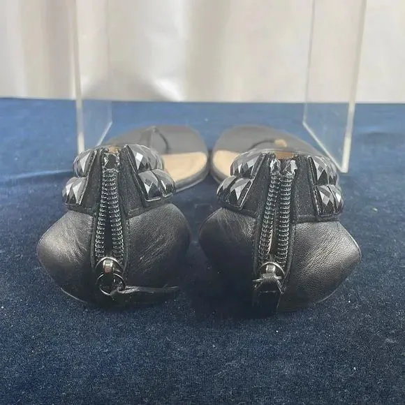 Valentino Black Beaded Ankle Strap Sandals
