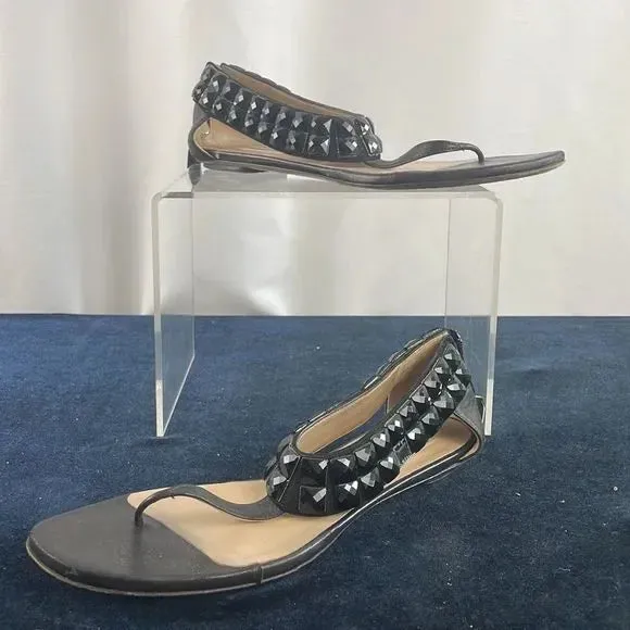 Valentino Black Beaded Ankle Strap Sandals